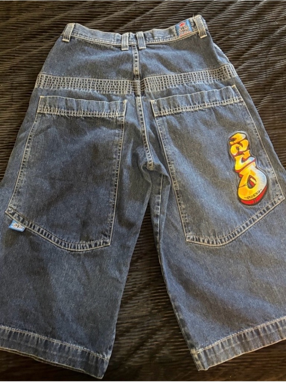 JNCO Relaxed Men's Jeans in Blue Denim with Red Stitch Accent